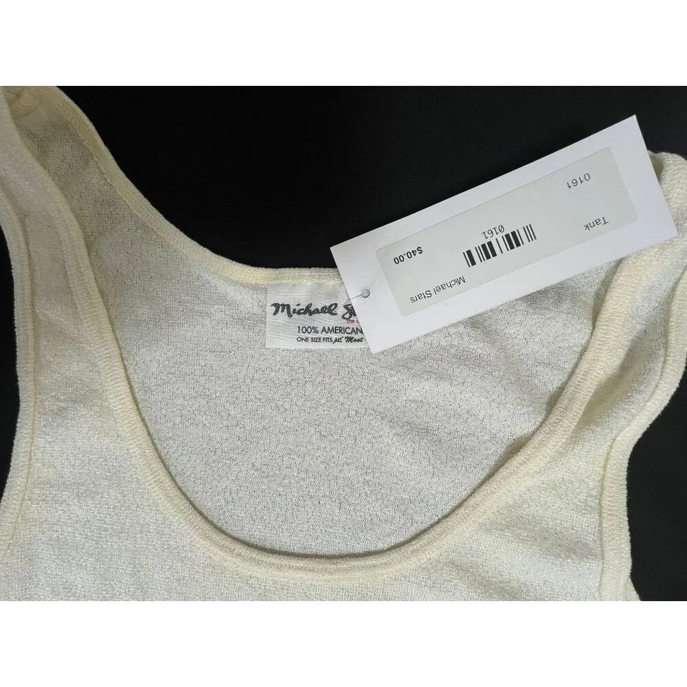 Michael Stars Womens One Size Boho Chic Preppy Cream Sleeveless Tank Top USA - Picture 6 of 10